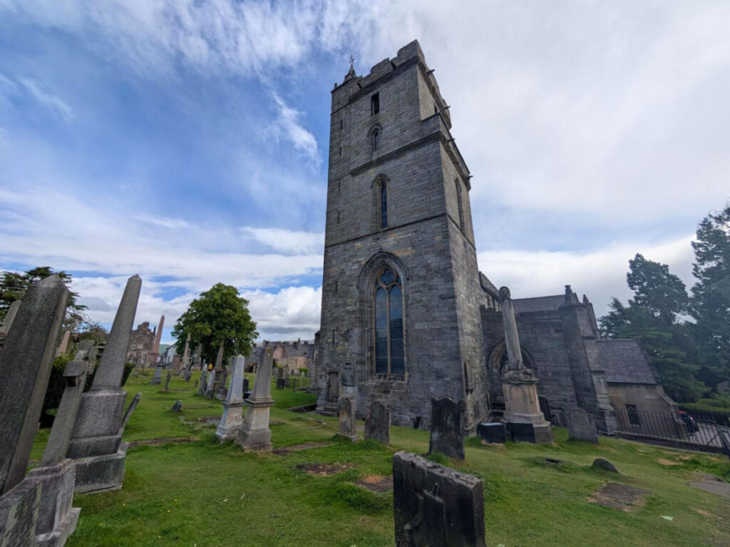 View of the Church of the Holy Rude and the graveyard near it