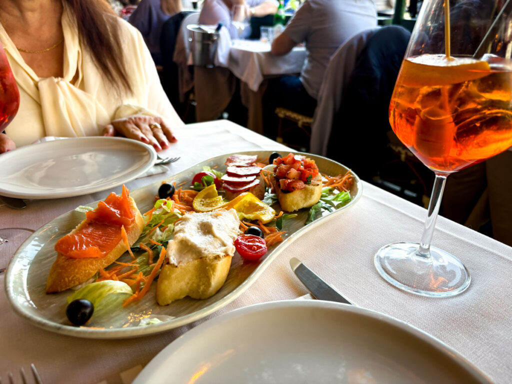 A serving of Cicchetti and Aperol Spritzes at Ristorante Rialto