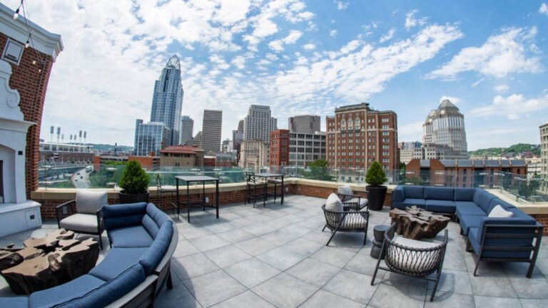 Cincinnati skyline views from the Lytle Park Hotel