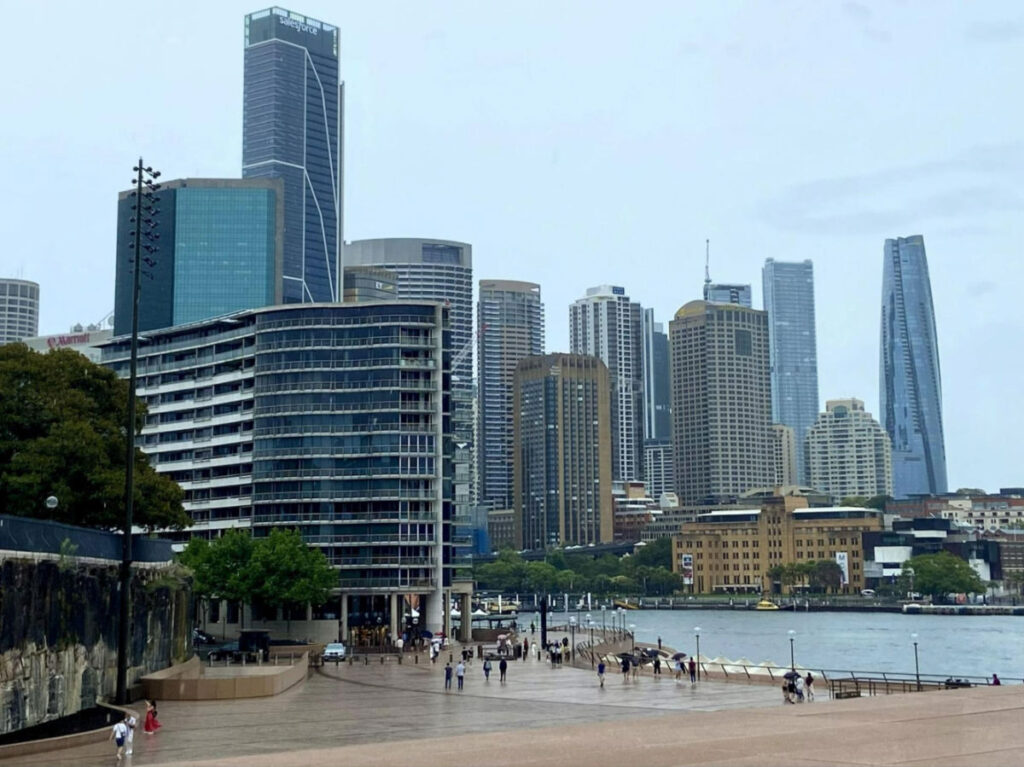 View of Circular Quay and across to The Rocks, with Sydney City in the back