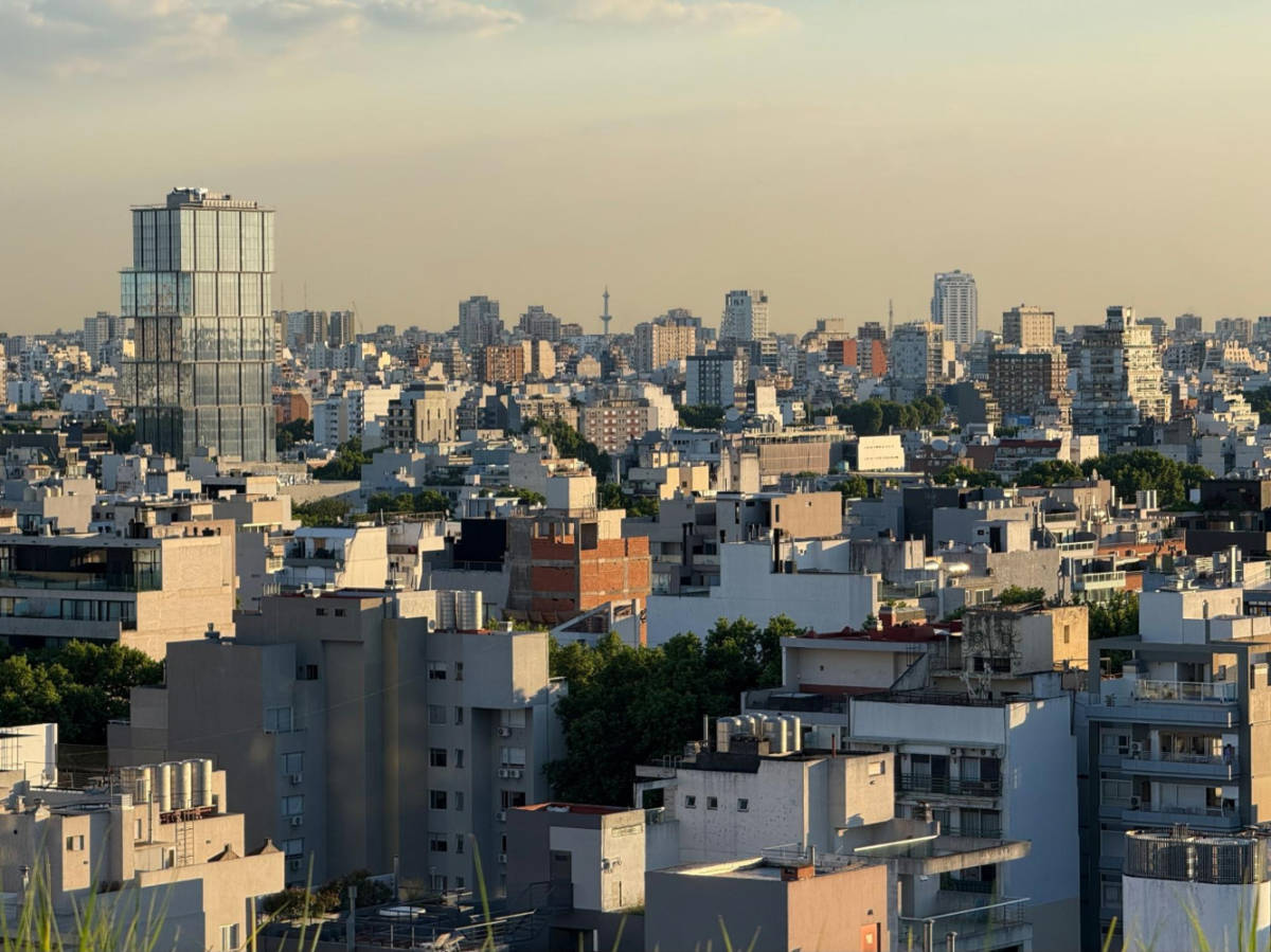 Aerial view of Palermo skyline at sunset