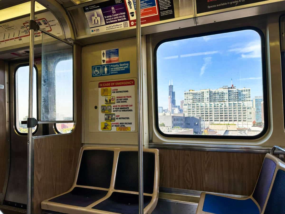 View of the cityscape from the “L” ride in Chicago