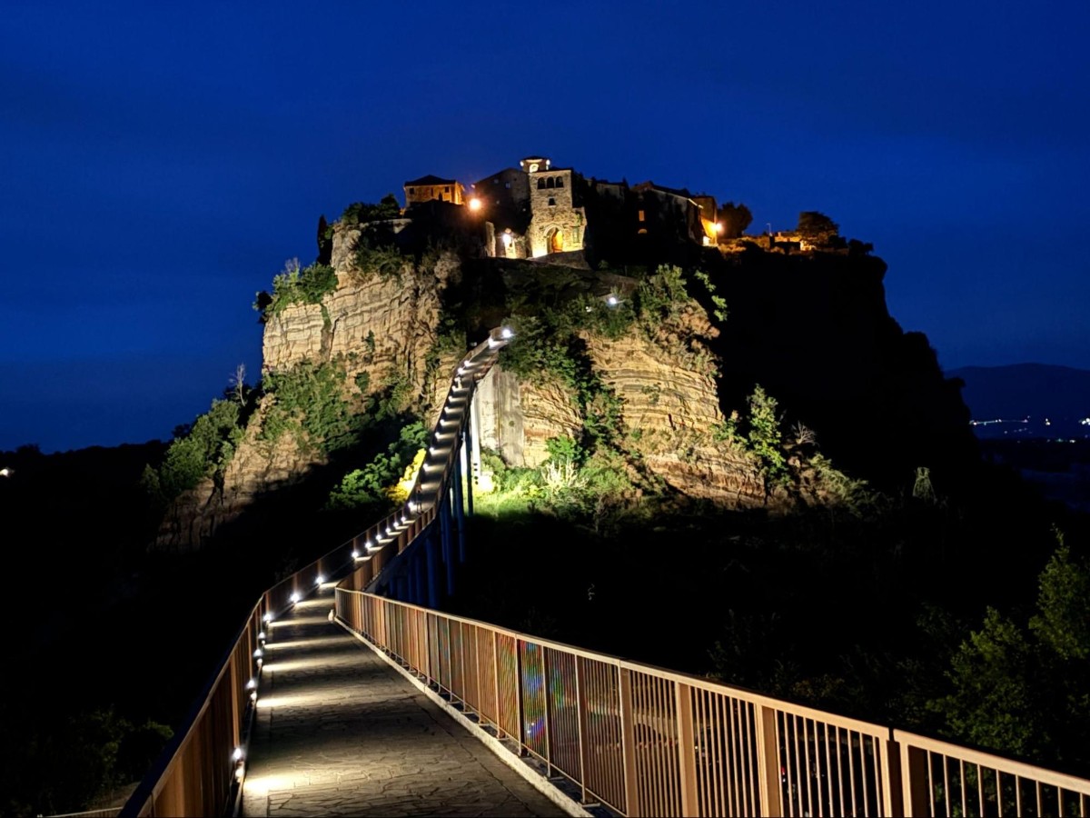 View of Civita di Bagnoregio at night
