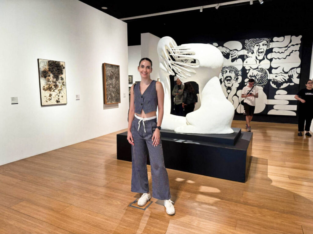 Clara Kesseler posing for a photo at the MALBA’s rotating exhibits