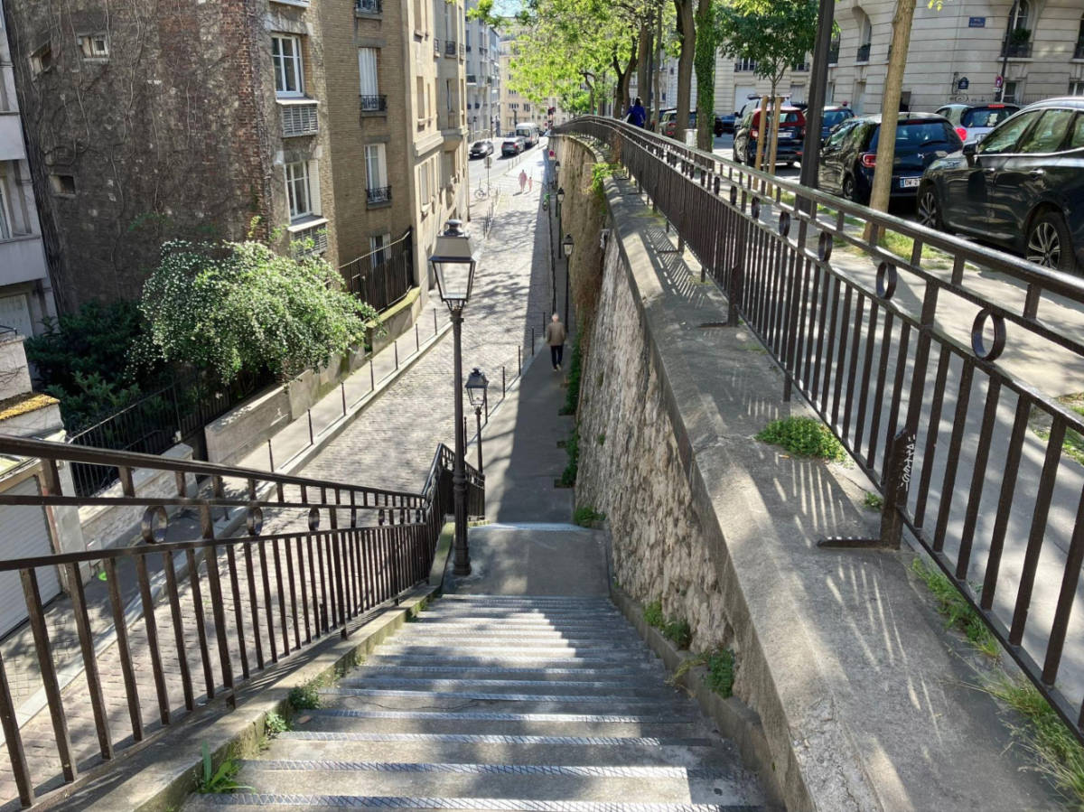 View of the classic staircase from the top in 16th Arrondissement