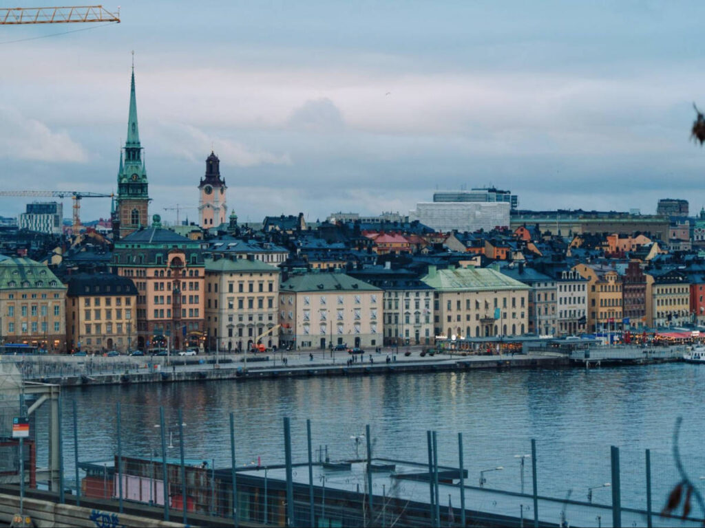 Panoramic view of the skyline of Stockholm on a cloudy day