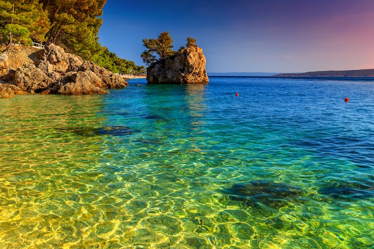 Blue and green water off the coast of Trogir
