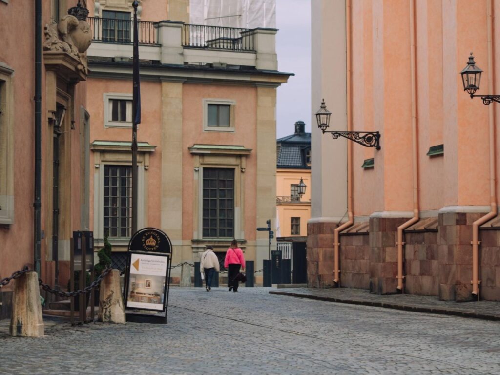 A cobblestone street in Gamla Stan
