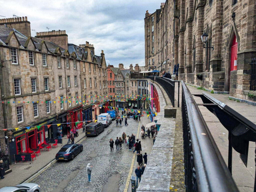 Overlooking view of the cobblestones of Victoria Street