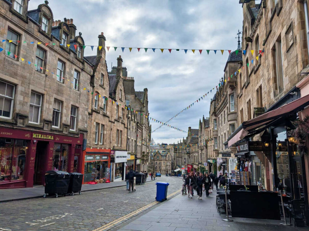 View of the colorful bunting banners over the Cockburn Street