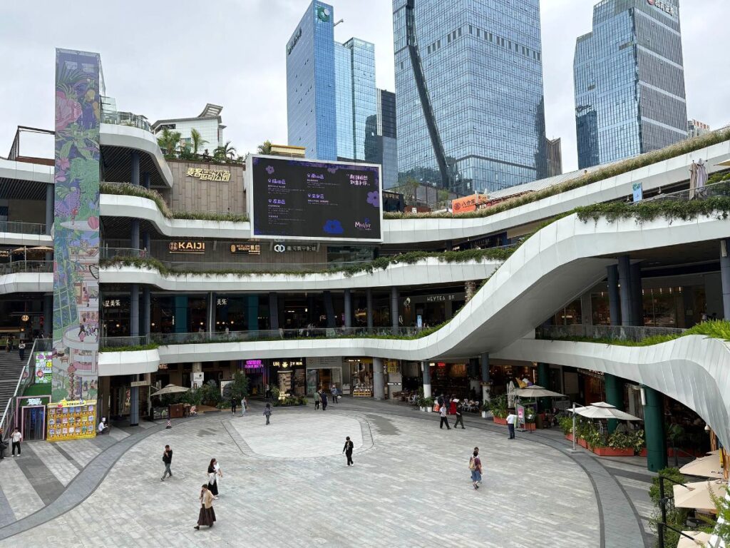 View of the shops at the multi-levelled Coco Park mall