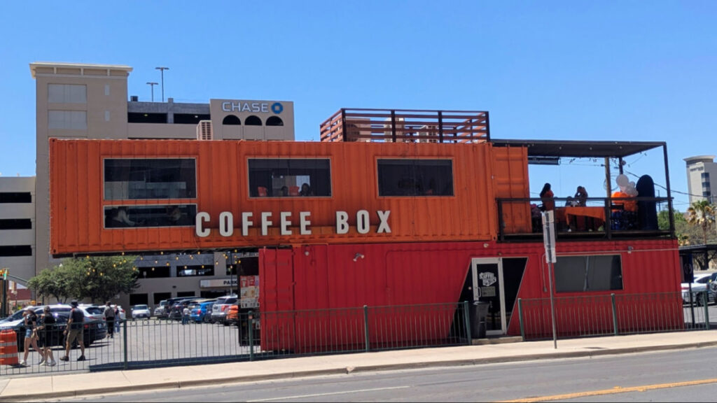 The view outside Coffee Box