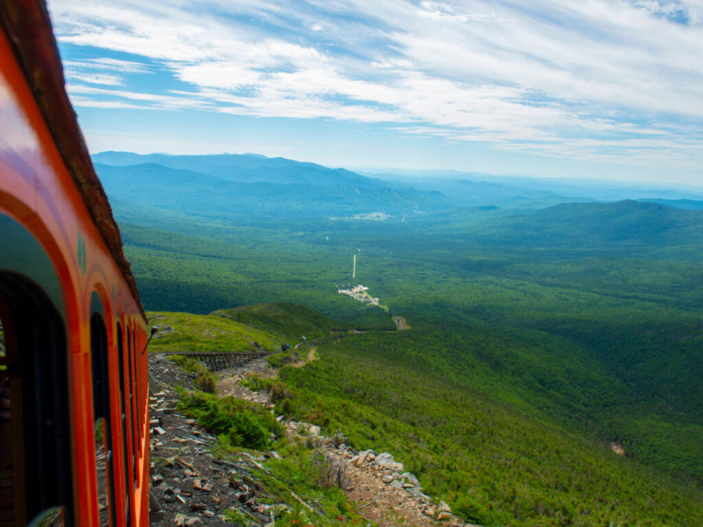 View of Mount Washington seen from the from cog train