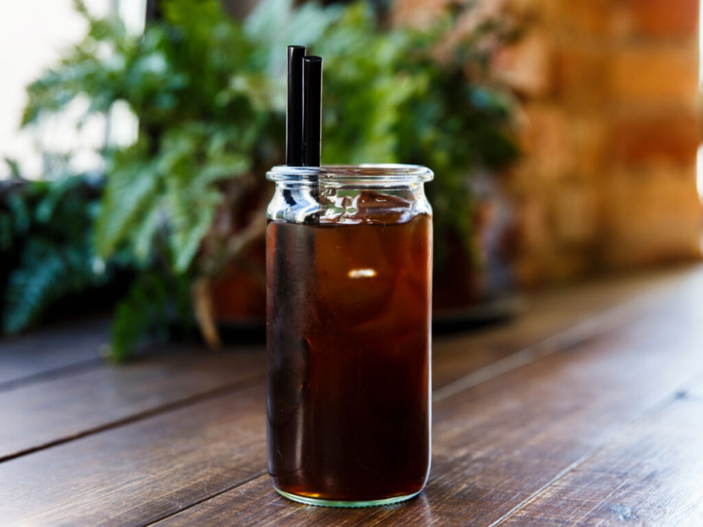 A glass of Cold brew from Yellow Brick Coffee