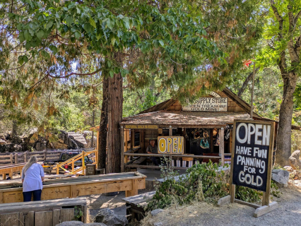 Open sign for gold panning at the Columbia State Historic Park