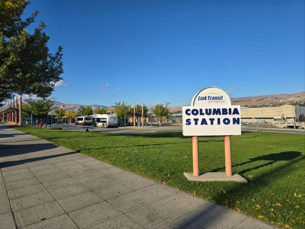 View of a Columbia Station signage under the clear blue sky