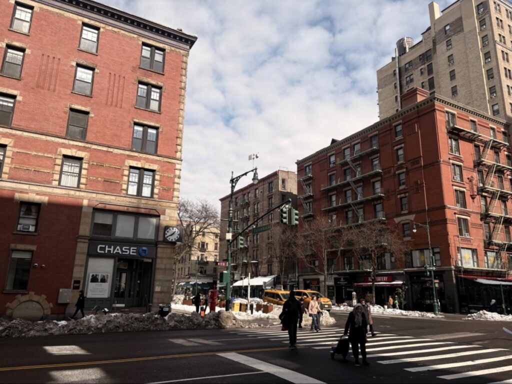 Pedestrian crossing at Columbus Avenue intersection