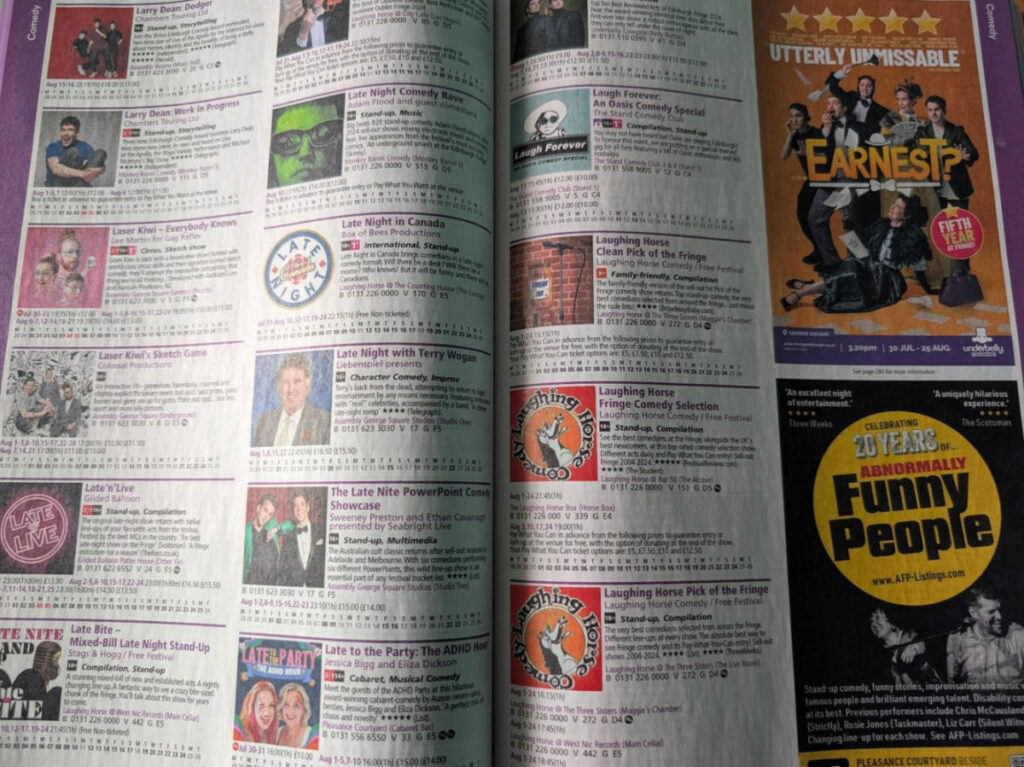 The comedy acts performing at the 2025 Edinburgh Festival Fringe on a magazine