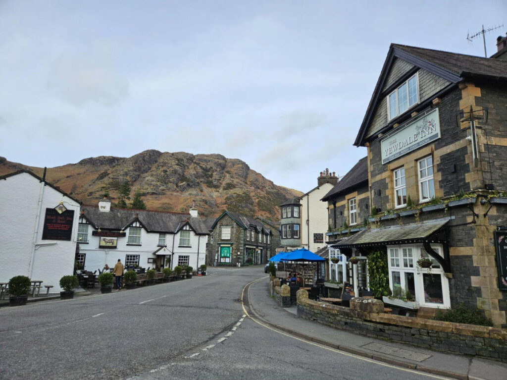 Mountain views around the houses in the Coniston Village
