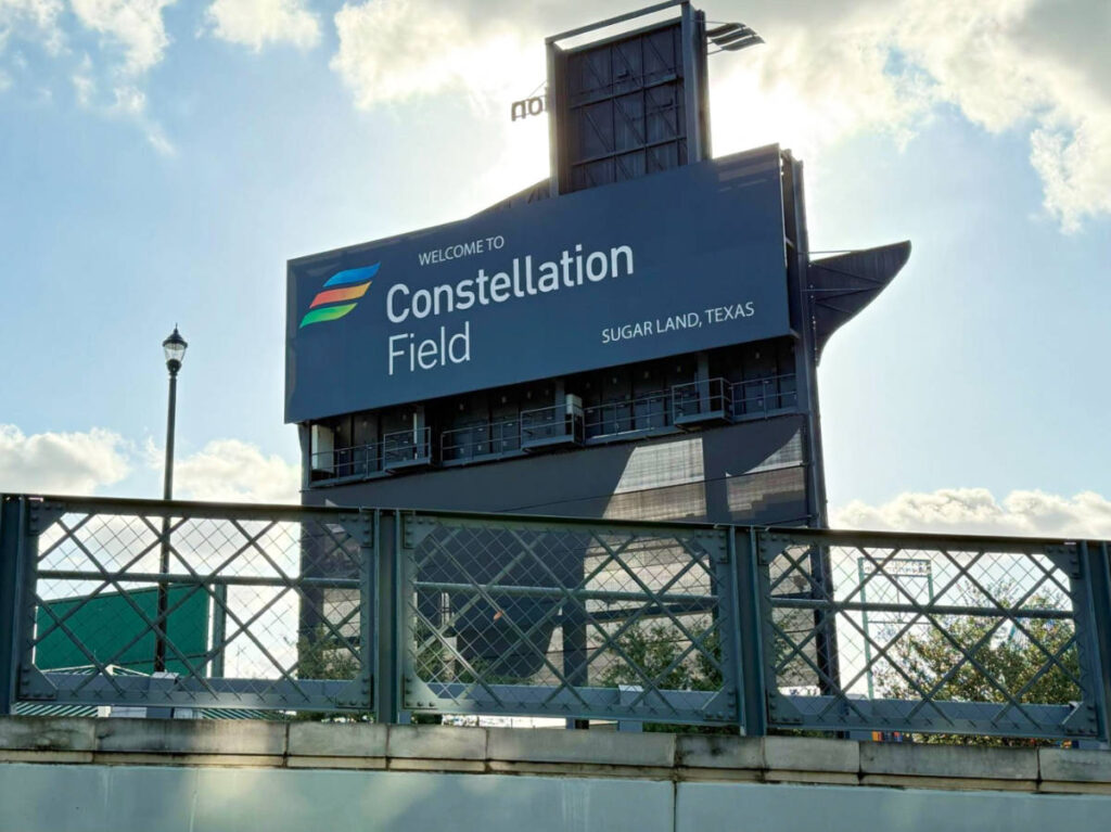 The Welcome sign at Constellation Field