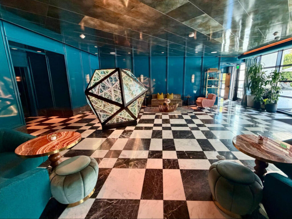 View of the contemporary artwork in the lobby