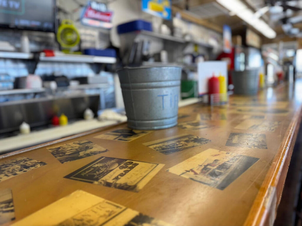 View of the counter inside Peaches Corner