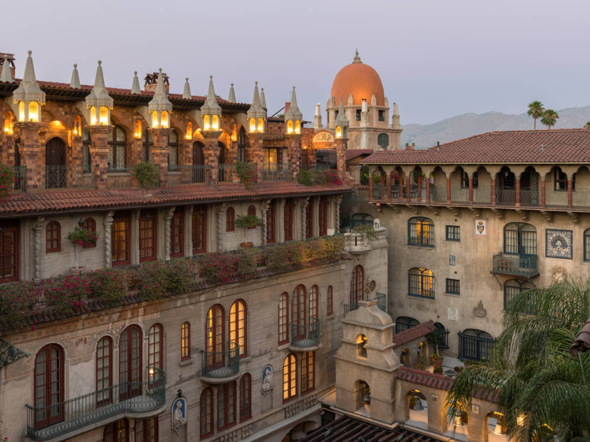 The intricate architecture of the courtyard of The Mission Inn Hotel and Spa