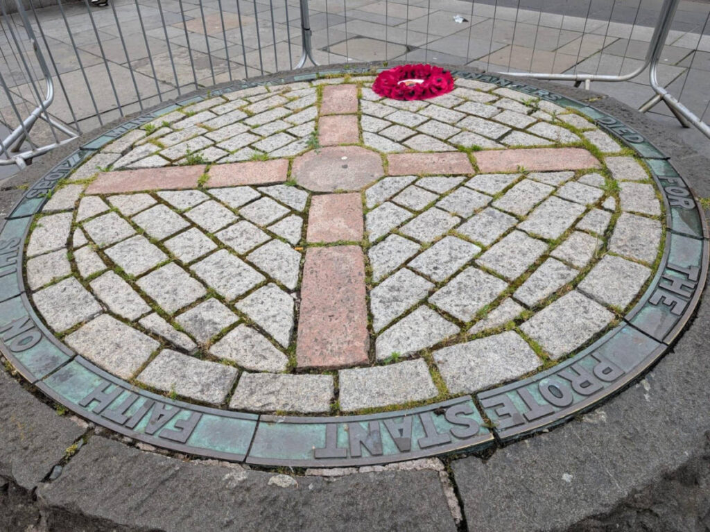 Closeup look of the memorial sign at the Covenanter’s Memorial