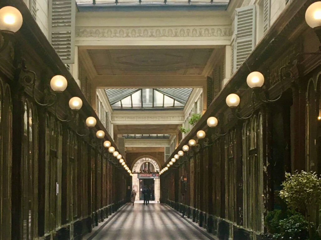 View of the covered shopping passage in Paris