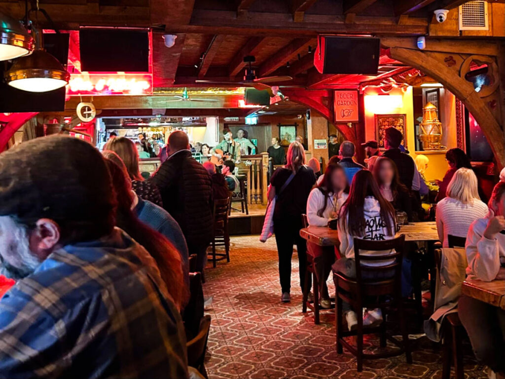 The crowd enjoying inside the pub