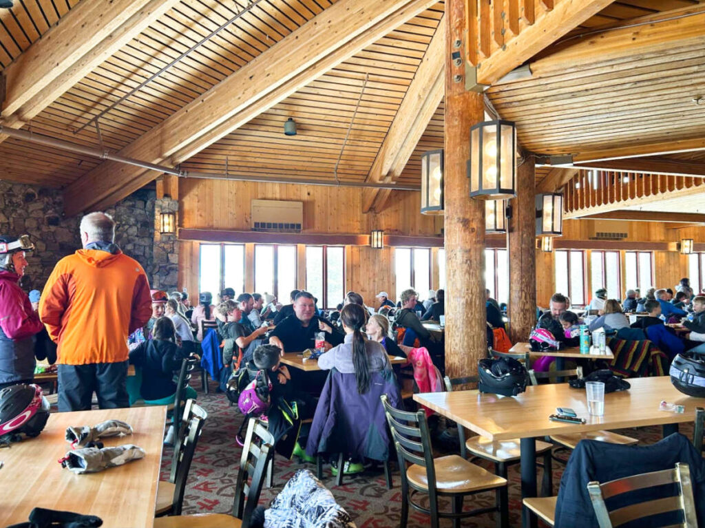 View of the crowd inside the Spruce Saddle Lodge