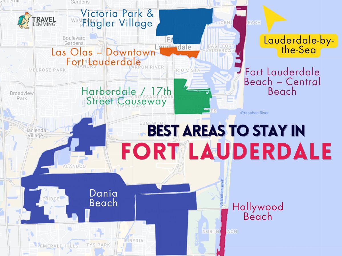 A graphic map that shows the best areas to stay in Fort Lauderdale