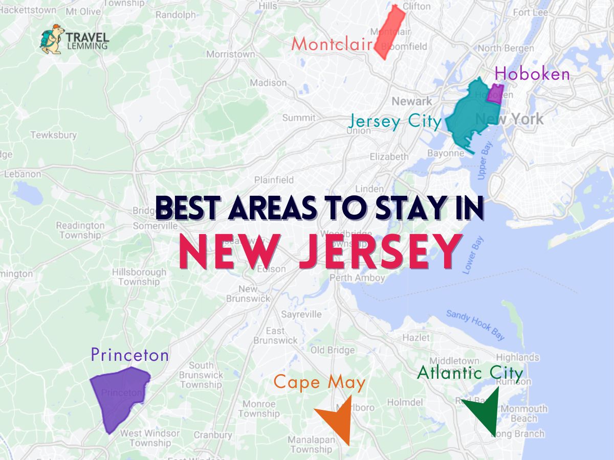A graphic map that shows the best areas to stay in New Jersey