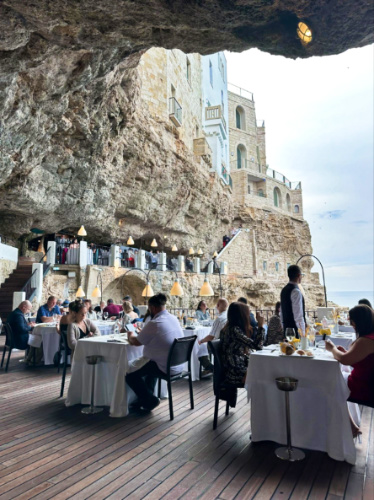 Day time view from the dining terrace of Grotta Palazzese