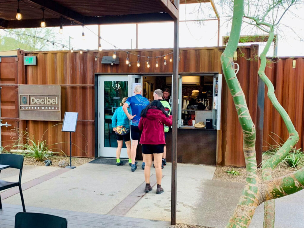 People waiting in line to order at Decibel Coffee Works