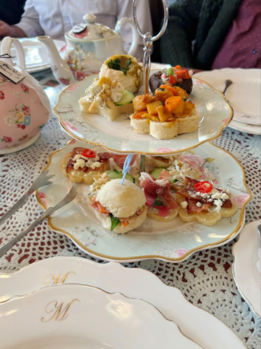 Closeup look of the dessert tray from Glen Eyrie Castle