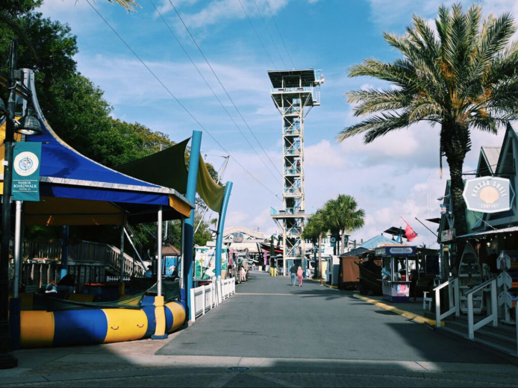 View of the shops along Destin HarborWalk Village