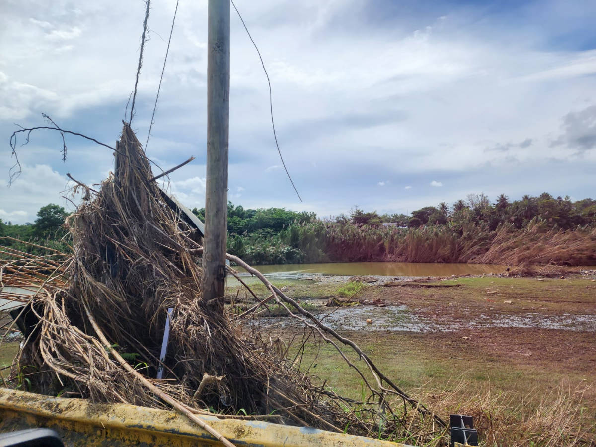 View of the flooded area and the destruction left behind by hurricane