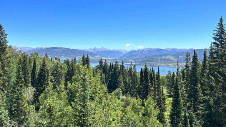 Overlooking view of the Dillon Reservoir from the Lily Pad Lake trail