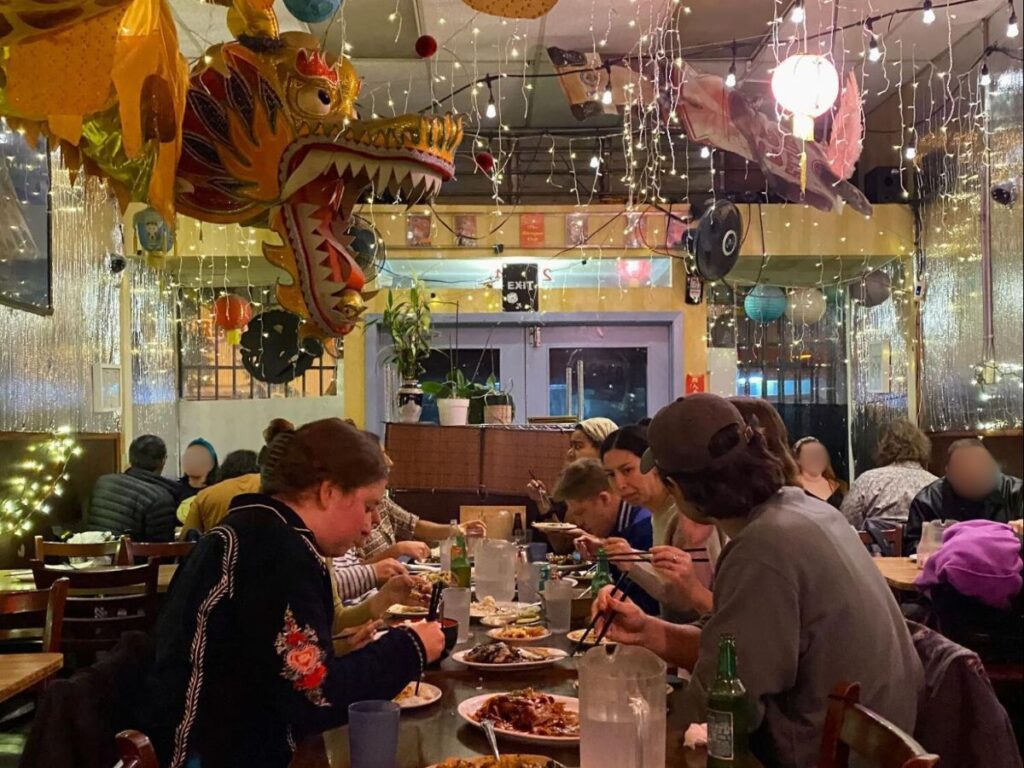 View of Mission Chinese’s colorful interior