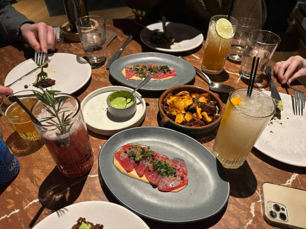 View of the variety of food from Rose Mary in West Loop