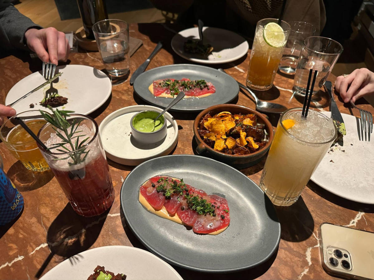View of the variety of food from Rose Mary in West Loop