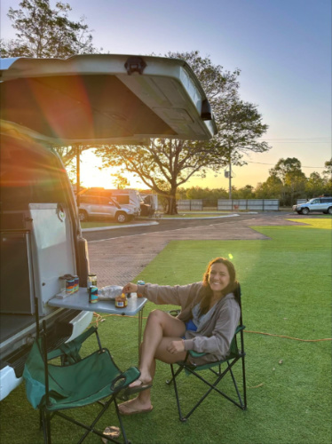 Author's dinner setup at their camp spot