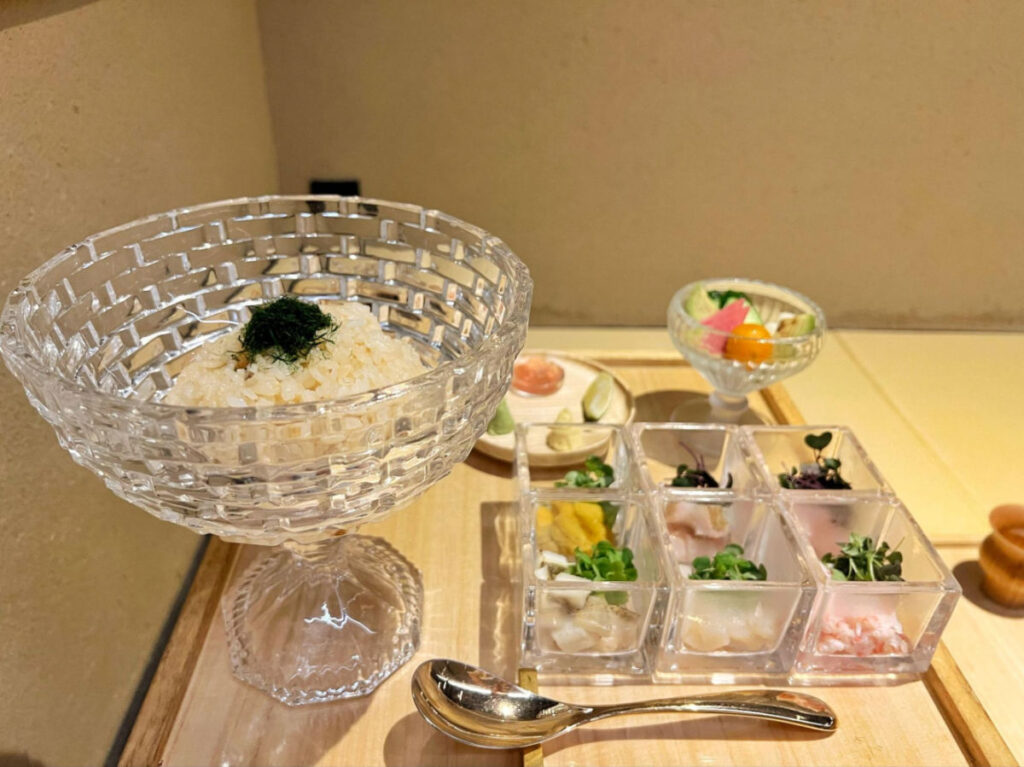 View of the seafood bowls at Tile