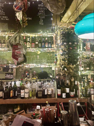 View of the bottles of alcohol at a bara area in Exmouth Market