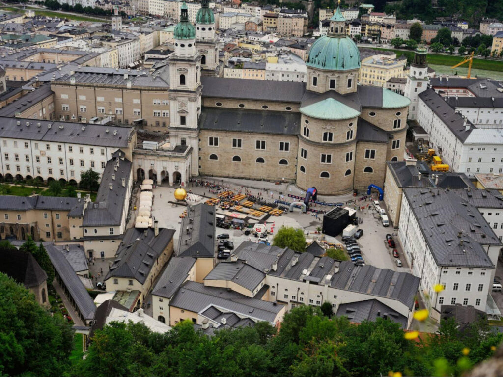Aerial view of the central square of Domplatz