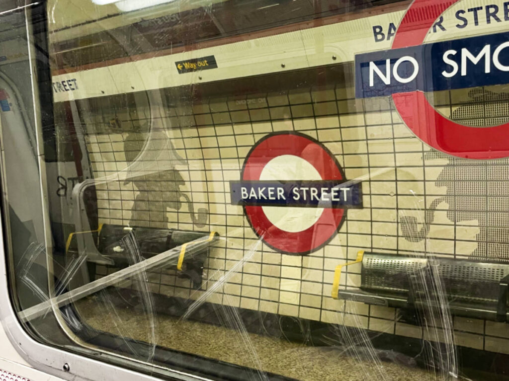 The dorky signages underground the train