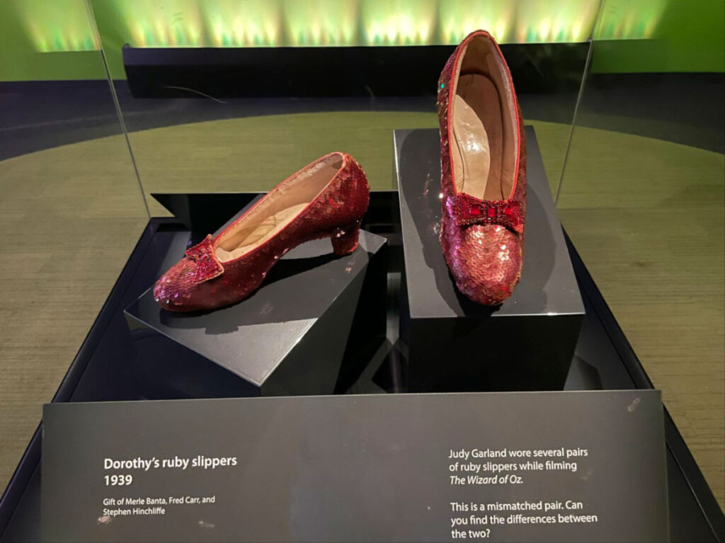 Dorothy’s ruby slippers from The Wizard of Oz on display