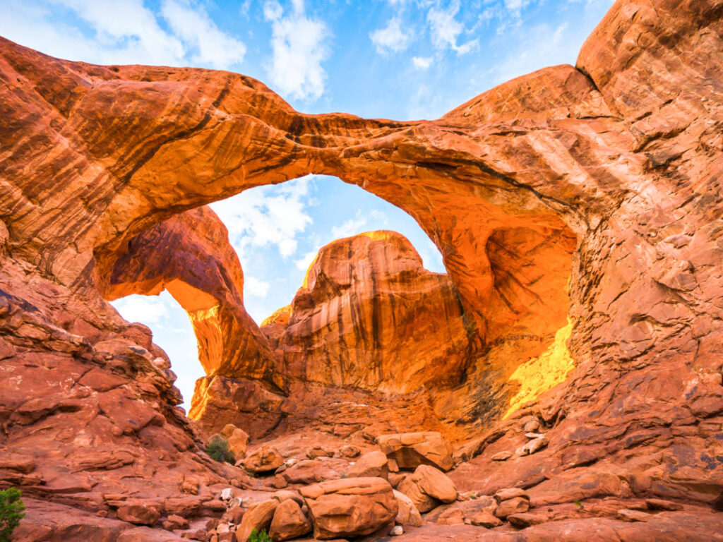 Picturesque view of the Double Arch in Arches National Park