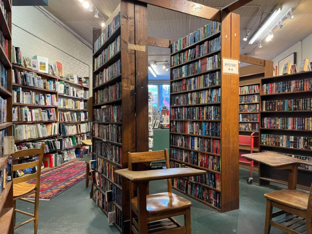 View inside the bookstore of Downtown Books & News
